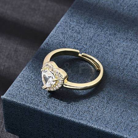 Brass Micro Pave Clear Cubic Zirconia Cuff Open Rings CU-CBA5C10-01G-1