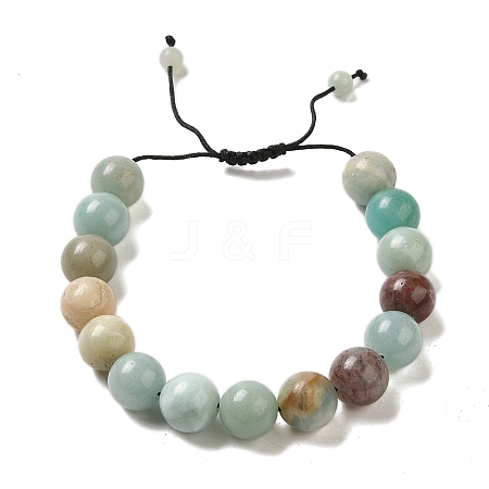 12.5mm Round Natural Flower Amazonite Braided Bead Bracelets for Women Men BJEW-C060-01V-1