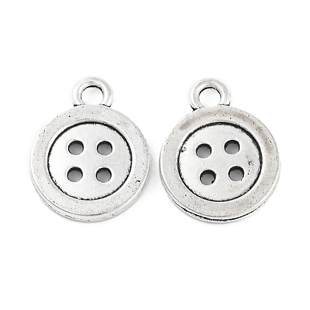 4-Hole Button Tibetan Style Zinc Alloy Charms X-TIBEP-R334-167AS-RS-1