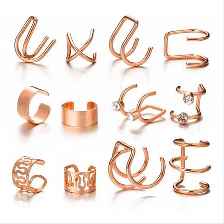 12Pcs Alloy Rhinestone Cuff Earrings WGB83F9-30-1