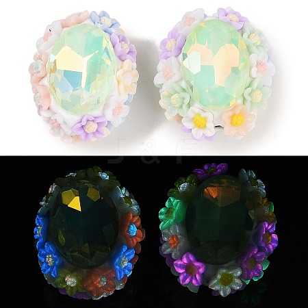 Handmade Luminous Polymer Clay Glass Rhinestone Beads CLAY-H003-05D-1