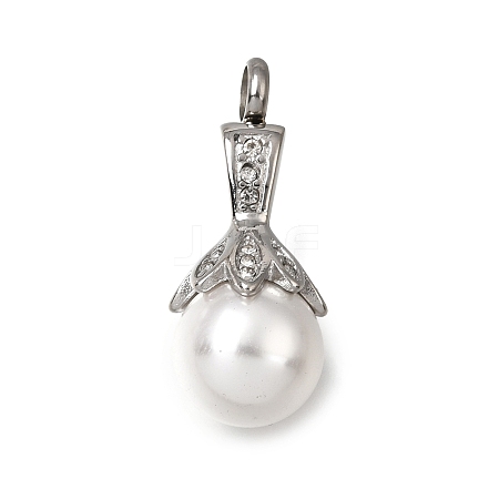 304 Stainless Steel & ABS Plastic Pearl Memorial Pendants PL-CBA387B-01P-1