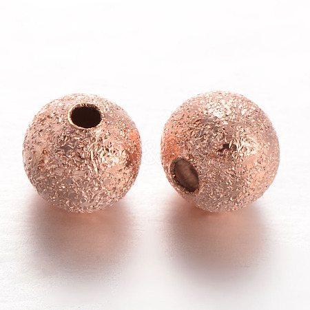 Round Brass Textured Beads KK-L129-25RG-1