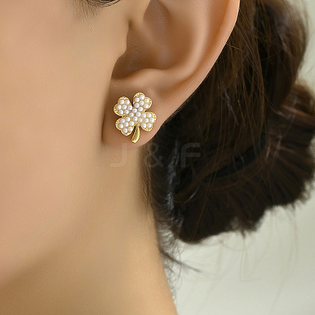 Elegant and Versatile Brass Clover Stud Earrings CY8826-1