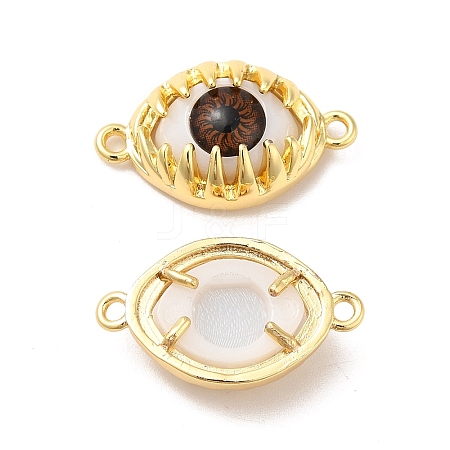 Evil Eye Resin Brass Connector Charms RESI-E026-01G-05-1