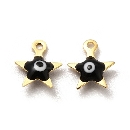 304 Stainless Steel Evil Eye Enamel Charms STAS-G302-04G-01-1