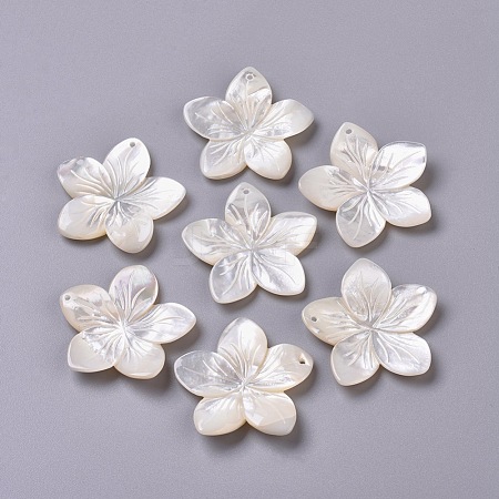 Natural White Shell Mother of Pearl Shell Pendants SSHEL-L013-11-1