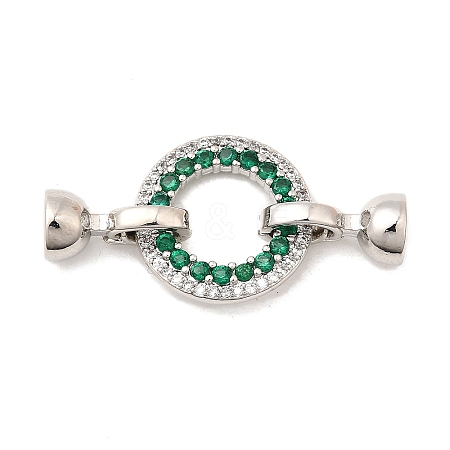Brass Micro Pave Clear Cubic Zirconia Fold Over Clasps KK-U059-54P-1