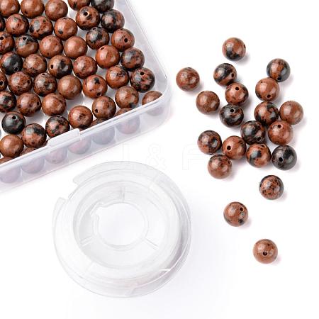 100Pcs 8mm Natural Mahogany Obsidian Round Beads DIY-LS0002-03-1