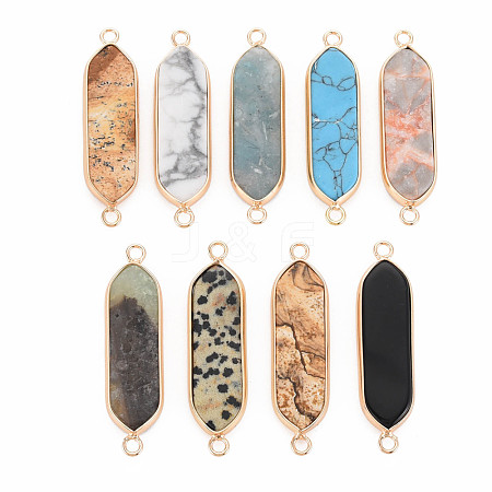 Natural Mixed Stone Connector Charms G-N326-112-1