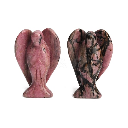 Natural Rhodonite Carved Angel Figurines G-O200-03J-07-1