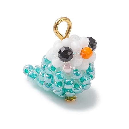 Glass Seed Beaded Bird Charms PALLOY-MZ00971-02-1