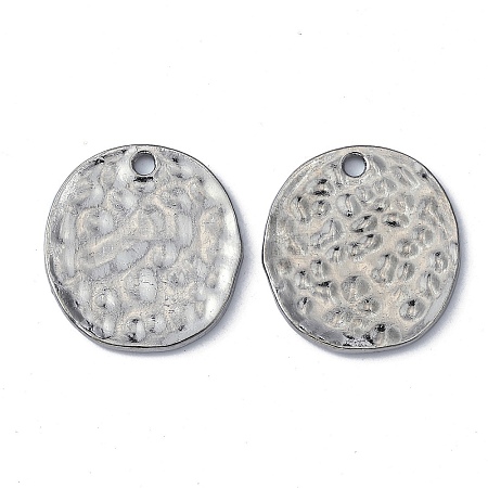 Alloy Blank Flat Round Hammered Pendants LS-PALLOY-M031-07B-1