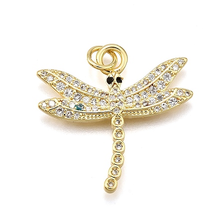 Rack Plating Brass Micro Pave Cubic Zirconia Pendants KK-K401-75G-1