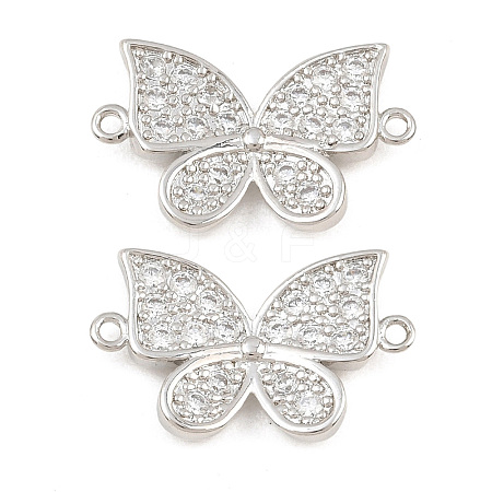 Brass Micro Pave Clear Cubic Zirconia Connector Charms CU-CBA908F-04P-04-1