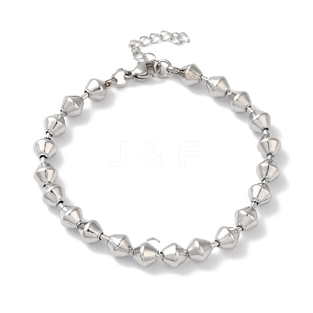 Non-Tarnish 304 Stainless Steel Bicone Beaded Bracelets for Women BJEW-B092-03P-1