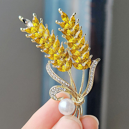 Wheat Plastic Pearl Brooch PW-WG9E7D8-01-1