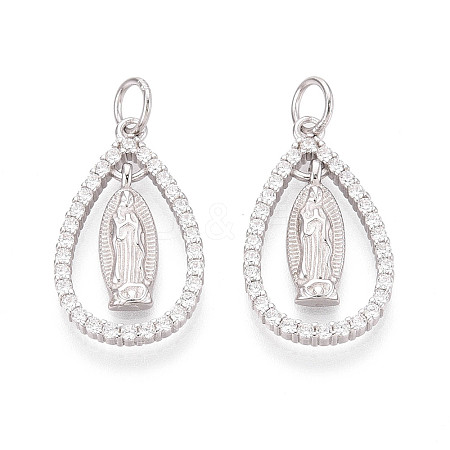 925 Sterling Silver Micro Pave Clear Cubic Zirconia Religion Pendants STER-N016-107P-1