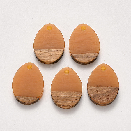 Transparent Resin & Walnut Wood Pendants RESI-S358-15-B02-1