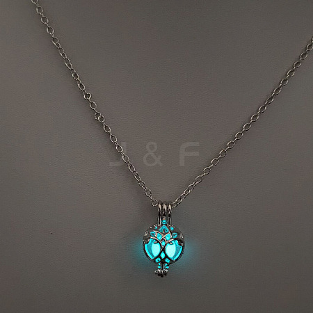 Alloy with Luminous Resin Bead Inside Pendant Necklaces for Women Men FS-WG4D5C2-28-1