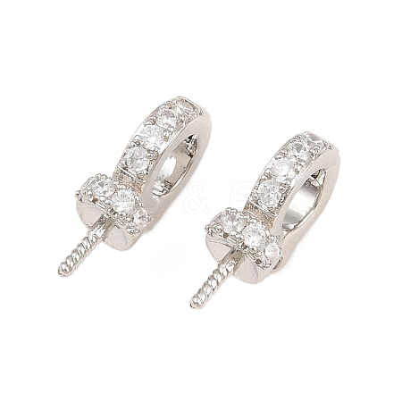Brass Micro Pave Clear Cubic Zirconia Fold Over Clasps CU-CBA3901-01P-1