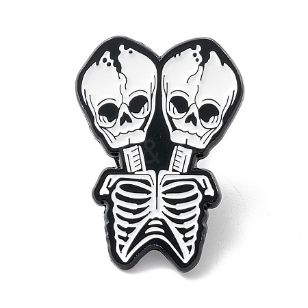 Double Skull Enamel Pin ENAM-B046-02-1