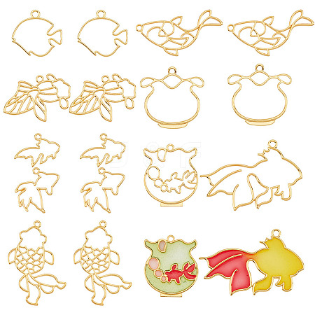 18Pcs 9 Style Alloy Open Back Bezel Charm Pendants FIND-OC0001-66-1