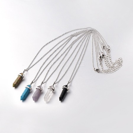 Wholesale Brass Gemstone Bullet Pendant Necklaces - Jewelryandfindings.com