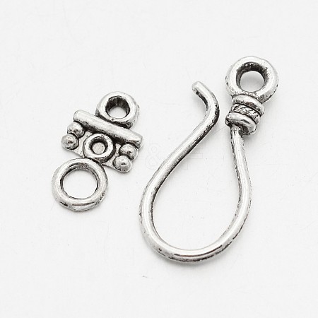 Wholesale Tibetan Style Alloy Hook and S-Hook Clasps, Antique Silver ...